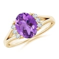 thumbnail image 1 of ANGARA Natural 1.6 Ct. Amethyst with Diamond Classic Ring in 14K Yellow Gold for Women (Ring Size: 11.5), 1 of 10