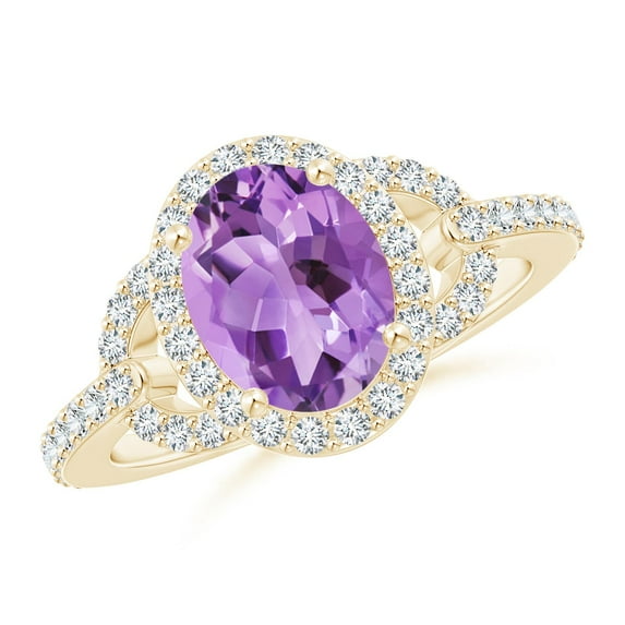 ANGARA Natural 1.6 Ct. Amethyst with Diamond Classic Ring in 14K Yellow Gold for Women (Ring Size: 12)