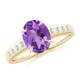 thumbnail image 1 of ANGARA Natural 1.6 Ct. Amethyst with Diamond Classic Ring in 14K Yellow Gold for Women (Ring Size: 3), 1 of 10