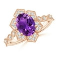 thumbnail image 1 of ANGARA Natural 1.6 Ct. Amethyst with Diamond Side Stones Ring in 14K Rose Gold for Women (Ring Size: 4.5), 1 of 9