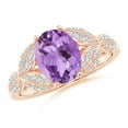 thumbnail image 1 of ANGARA Natural 1.6 ct Amethyst and Diamond Trillium Petal Flower Ring in 14K Rose Gold for Women (Size-9x7mm) | February Birthstone, Anniversary, Jewelry Gift for Women | Natural Amethyst Ring, 1 of 1