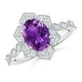 thumbnail image 1 of ANGARA Natural 1.6 Ct. Amethyst with Diamond Side Stones Ring in 14K White Gold for Women (Ring Size: 3), 1 of 9