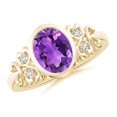 thumbnail image 1 of ANGARA Natural 1.6 Ct. Amethyst with Diamond Side Stones Ring in 14K Yellow Gold for Women (Ring Size: 3), 1 of 9