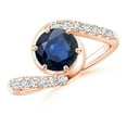 thumbnail image 1 of ANGARA Natural 1.6 Ct Prong-Set Sapphire Bypass Ring with Diamond Accents in 14K Rose Gold for Women (Size-7mm) | September Birthstone, Anniversary, Jewelry Gift for Women | Natural Sapphire Ring, 1 of 8