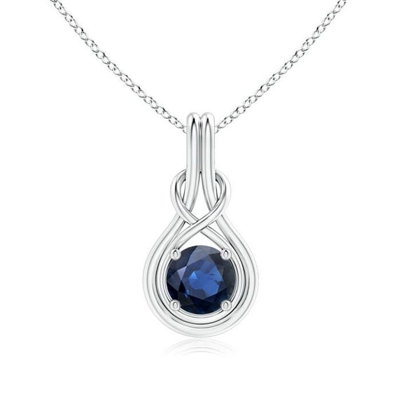 ANGARA Natural 1.6 Ct Sapphire Solitaire Infinity Knot Pendant in 14K White Gold for Women (Size-7mm) | September Birthstone, Anniversary, Jewelry Gift for Women | Natural Blue Sapphire Necklace