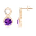 thumbnail image 1 of ANGARA Natural 1.6 ct Amethyst Infinity Stud Earrings with Diamonds in 14K Rose Gold for Women (Size-6mm) | February Birthstone, Anniversary, Jewelry Gift for Women | Natural Amethyst Earrings, 1 of 7