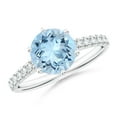 thumbnail image 1 of ANGARA Natural 1.6 ct Aquamarine Engagement Ring with Diamond Accents in 14K White Gold for Women (Size-8mm) | March Birthstone, Anniversary, Jewelry Gift for Women | Natural Aquamarine Ring, 1 of 13