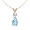 thumbnail image 1 of ANGARA Natural 1.6 ct Aquamarine Teardrop Pendant with Diamond in 14K Rose Gold for Women (Size-10x7mm) | March Birthstone, Birthday, Anniversary, Jewelry Gift for Women | Natural Aquamarine Necklace, 1 of 5