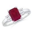 thumbnail image 1 of ANGARA Natural 1.6 ct Ruby and Diamond Three Stone Ring in 14K White Gold for Women (Size-8x6mm) | July Birthstone, Birthday, Anniversary, Jewelry Gift for Women | Natural Ruby Ring, 1 of 10