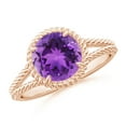 thumbnail image 1 of ANGARA Natural 1.7 ct Amethyst Twist Rope Split Shank Ring in 14K Rose Gold for Women (Size-8mm) | February Birthstone, Birthday, Anniversary, Jewelry Gift for Women | Natural Amethyst Ring, 1 of 10