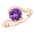 thumbnail image 1 of ANGARA Natural Semi Bezel-Set Solitaire Round 1.7 ct Amethyst Bypass Ring in 14K Rose Gold for Women (Size-8mm) | February Birthstone, Anniversary, Jewelry Gift for Women | Natural Amethyst Ring, 1 of 9
