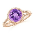 thumbnail image 1 of ANGARA Natural 1.7 ct Amethyst Twist Rope Split Shank Ring in 14K Rose Gold for Women (Size-8mm) | February Birthstone, Birthday, Anniversary, Jewelry Gift for Women | Natural Amethyst Ring, 1 of 10
