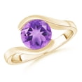 thumbnail image 1 of ANGARA Natural Semi Bezel-Set Solitaire Round 1.7 ct Amethyst Bypass Ring in 14K Yellow Gold for Women (Size-8mm) | February Birthstone, Anniversary, Jewelry Gift for Women | Natural Amethyst Ring, 1 of 9