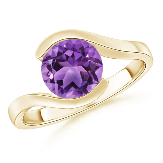 ANGARA Natural 1.7 Ct. Amethyst Solitaire Ring in 14K Yellow Gold for Women (Ring Size: 5)