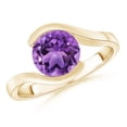 thumbnail image 1 of ANGARA Natural Semi Bezel-Set Solitaire Round 1.7 ct Amethyst Bypass Ring in 14K Yellow Gold for Women (Size-8mm) | February Birthstone, Anniversary, Jewelry Gift for Women | Natural Amethyst Ring, 1 of 9