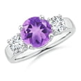 thumbnail image 1 of ANGARA Natural 1.7 ct Amethyst and Diamond Three Stone Engagement Ring in 925 Sterling Silver for Women (Size-8mm) | February Birthstone, Anniversary, Jewelry Gift for Women | Natural Amethyst Ring, 1 of 9
