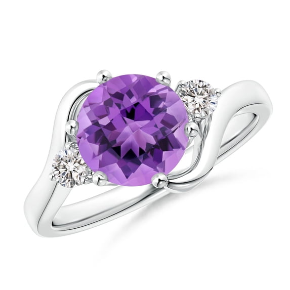 ANGARA Natural 1.7 Ct. Amethyst with Diamond Classic Ring in 14K White Gold for Women (Ring Size: 10)