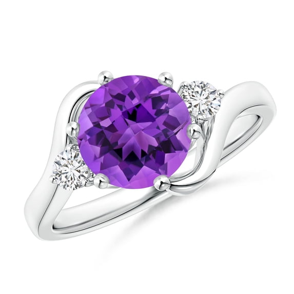 ANGARA Natural 1.7 Ct. Amethyst with Diamond Classic Ring in 14K White Gold for Women (Ring Size: 8.5)