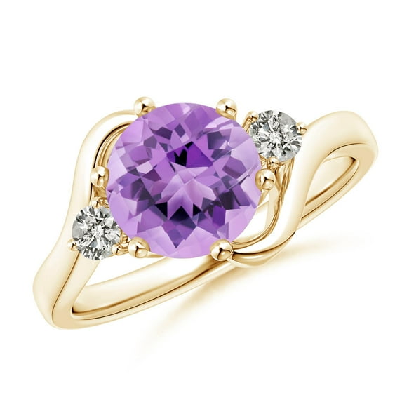 ANGARA Natural 1.7 Ct. Amethyst with Diamond Classic Ring in 14K Yellow Gold for Women (Ring Size: 8)