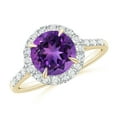 thumbnail image 1 of ANGARA Natural 1.7 Ct. Amethyst with Diamond Halo Engagement Ring in 14K Yellow Gold for Women (Ring Size: 4), 1 of 10