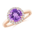 thumbnail image 1 of ANGARA Natural Round 1.7 ct Amethyst Cathedral Ring with Diamond Halo in 14K Rose Gold for Women (Size-8mm) | February Birthstone, Anniversary, Jewelry Gift for Women | Natural Amethyst Ring, 1 of 8