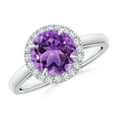 thumbnail image 1 of ANGARA Natural 1.7 Ct. Amethyst with Diamond Halo Ring in 14K White Gold for Women (Ring Size: 11.5), 1 of 9