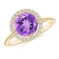 thumbnail image 1 of ANGARA Natural 1.7 Ct. Amethyst with Diamond Halo Ring in 14K Yellow Gold for Women (Ring Size: 12), 1 of 8