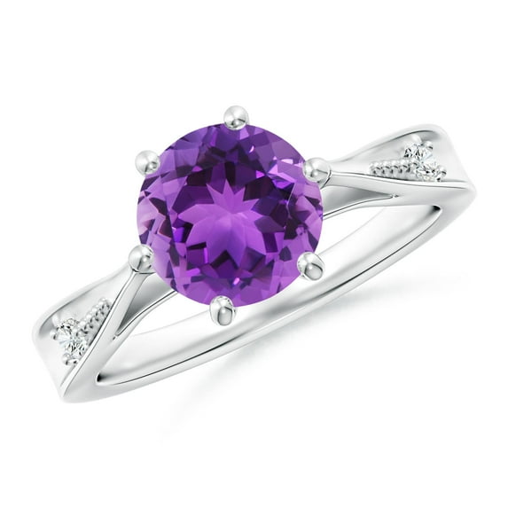 ANGARA Natural Tapered Shank 1.7 ct Amethyst Ring with Diamonds in 925 Sterling Silver for Women (Size-8mm) | February Birthstone, Anniversary, Jewelry Gift for Women | Natural Amethyst Ring
