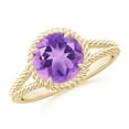 thumbnail image 1 of ANGARA Natural 1.7 ct Amethyst Twist Rope Split Shank Ring in 14K Yellow Gold for Women (Size-8mm) | February Birthstone, Birthday, Anniversary, Jewelry Gift for Women | Natural Amethyst Ring, 1 of 10