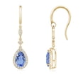thumbnail image 1 of ANGARA Natural 1.7 ct Tanzanite Drop Earrings with Diamond Halo in 14K Yellow Gold for Women (Size-8x5mm) | December Birthstone, Anniversary, Jewelry Gift for Women | Natural Tanzanite Earrings, 1 of 7