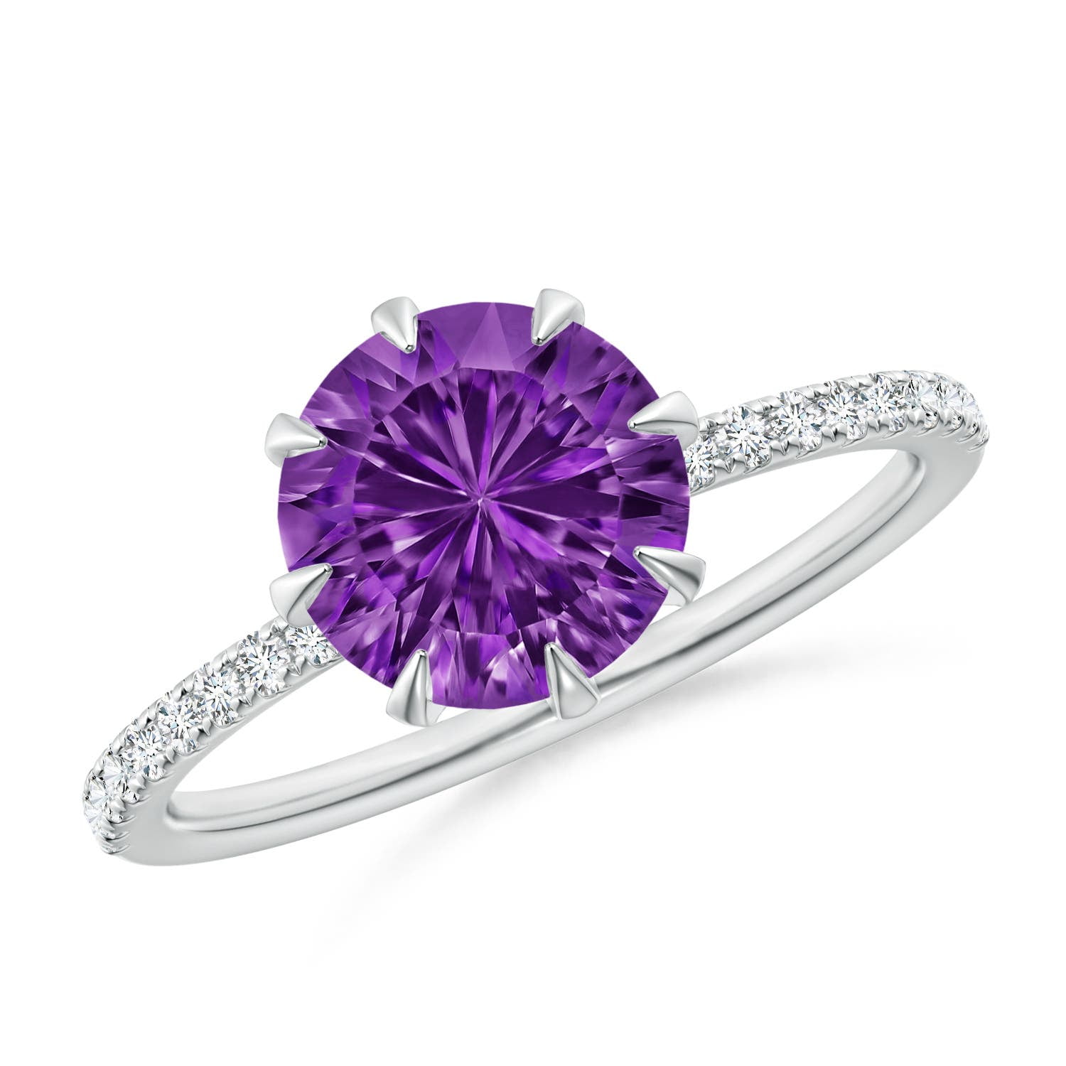 14K White Gold Round Amethyst & 1/8 CTW Diamond Halo Ring 14K White Gold Round Amethyst & 1/8 CTW Diamond Halo Ring