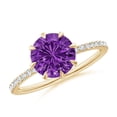 thumbnail image 1 of ANGARA Natural Eight Prong-Set Round 1.8 ct Amethyst Solitaire Ring in 14K Yellow Gold for Women (Size-8mm) | February Birthstone, Anniversary, Jewelry Gift for Women | Natural Amethyst Ring, 1 of 8