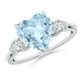 thumbnail image 1 of ANGARA Natural 1.8 ct Aquamarine and Diamond Three Stone Engagement Ring in 925 Sterling Silver for Women (Size-9mm) | March Birthstone, Anniversary, Jewelry Gift for Women | Natural Aquamarine Ring, 1 of 10