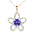 thumbnail image 1 of ANGARA Natural 1.8 ct Tanzanite Floral Pendant with Diamond Accents in 14K Yellow Gold for Women (Size-8mm) | December Birthstone, Anniversary, Jewelry Gift for Women | Natural Tanzanite Necklace, 1 of 7