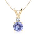 thumbnail image 1 of ANGARA Natural 1.8 ct Tanzanite Solitaire V-Bale Pendant with Diamond in 14K Yellow Gold for Women (Size-8mm) | December Birthstone, Anniversary, Jewelry Gift for Women | Natural Tanzanite Necklace, 1 of 8