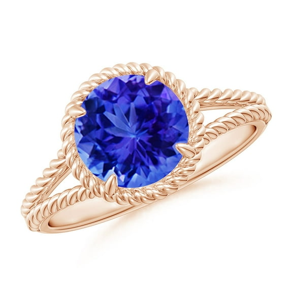 ANGARA Natural 1.8 ct Tanzanite Twist Rope Split Shank Ring in 14K Rose Gold for Women (Size-8mm) | December Birthstone, Birthday, Anniversary, Jewelry Gift for Women | Natural Tanzanite Ring