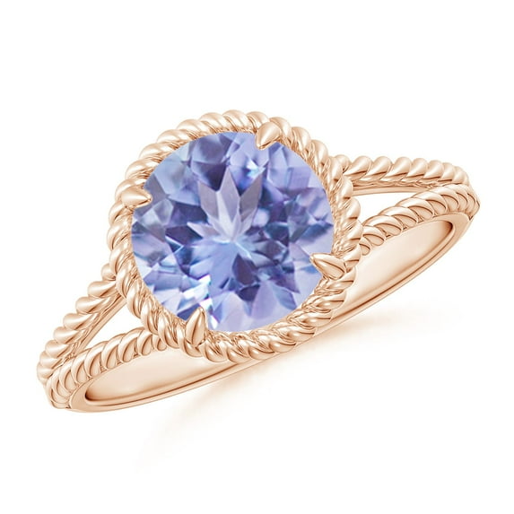 ANGARA Natural 1.8 ct Tanzanite Twist Rope Split Shank Ring in 14K Rose Gold for Women (Size-8mm) | December Birthstone, Birthday, Anniversary, Jewelry Gift for Women | Natural Tanzanite Ring