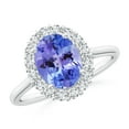 thumbnail image 1 of ANGARA Natural 1.9 ct Tanzanite Engagement Ring with Floral Diamond Halo in 14K White Gold for Women (Size-9x7mm) | December Birthstone, Anniversary, Jewelry Gift for Women | Natural Tanzanite Ring, 1 of 9