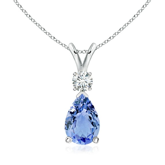 ANGARA Natural 1.95 ct Tanzanite Teardrop Pendant with Diamond in 14K White Gold for Women (Size-10x7mm) | December Birthstone, Anniversary, Jewelry Gift for Women | Natural Tanzanite Necklace