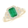 thumbnail image 1 of ANGARA Natural 1 Ct Aeon Emerald Halo Engagement Ring with Milgrain in 14K Yellow Gold for Women (Size-7x5mm) | May Birthstone, Anniversary, Jewelry Gift for Women | Natural Emerald Ring, 1 of 10