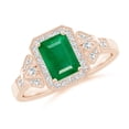 thumbnail image 1 of ANGARA Natural 1 Ct Aeon Vintage Style Emerald Halo Engagement Ring with Milgrain in 14K Rose Gold for Women (Size-7x5mm) | May Birthstone, Anniversary, Jewelry Gift for Women | Natural Emerald Ring, 1 of 9