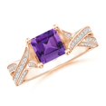 thumbnail image 1 of ANGARA Natural 1 Ct. Amethyst with Diamond Classic Engagement Ring in 14K Rose Gold for Women (Ring Size: 7), 1 of 8