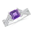 thumbnail image 1 of ANGARA Natural 1 Ct. Amethyst with Diamond Classic Engagement Ring in 14K White Gold for Women (Ring Size: 10.5), 1 of 8