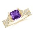thumbnail image 1 of ANGARA Natural 1 Ct. Amethyst with Diamond Classic Engagement Ring in 14K Yellow Gold for Women (Ring Size: 4.5), 1 of 8