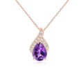thumbnail image 1 of ANGARA Natural Solitaire Pear-Shaped 1 ct Amethyst Flame Pendant in 14K Rose Gold for Women (Size-8x6mm) | February Birthstone, Anniversary, Jewelry Gift for Women | Natural Amethyst Necklace, 1 of 7