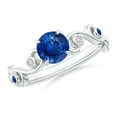 thumbnail image 1 of ANGARA Natural 1 ct Blue Sapphire and Diamond Ivy Scroll Engagement Ring in 14K White Gold for Women (Size-6mm) | September Birthstone, Anniversary, Jewelry Gift for Women | Natural Sapphire Ring, 1 of 8