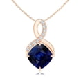 thumbnail image 1 of ANGARA Natural 1 Ct Claw-Set Sapphire Infinity Pendant with Diamonds in 14K Rose Gold for Women (Size-6mm) | September Birthstone, Anniversary, Jewelry Gift for Women | Natural Blue Sapphire Necklace, 1 of 4