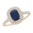 thumbnail image 1 of ANGARA Natural 1 Ct Cushion Sapphire Engagement Ring with Diamond Double in 14K Rose Gold for Women (Size-7x5mm) | September Birthstone, Anniversary, Jewelry Gift for Women | Natural Sapphire Ring, 1 of 9
