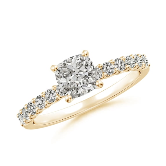 ANGARA Natural 1 Ct Diamond Engagement Ring with Diamonds in 14K Yellow Gold for Women (Size-5.5mm| Color-K| Clarity-I3) | April Birthstone, Anniversary, Jewelry Gift for Women | Natural Diamond Ring