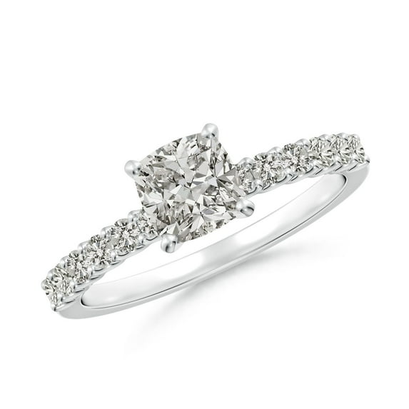 ANGARA Natural 1 Ct Diamond Engagement Ring with Diamonds in 14K White Gold for Women (Size-5.5mm| Color-K| Clarity-I3) | April Birthstone, Anniversary, Jewelry Gift for Women | Natural Diamond Ring